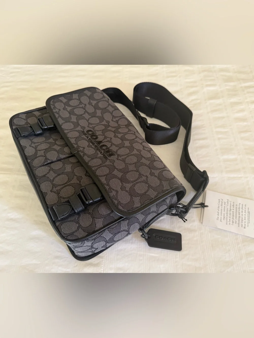 BRAND NEW NEVER USED Coach League Messenger Bag In Signature Jacquard Charcoal